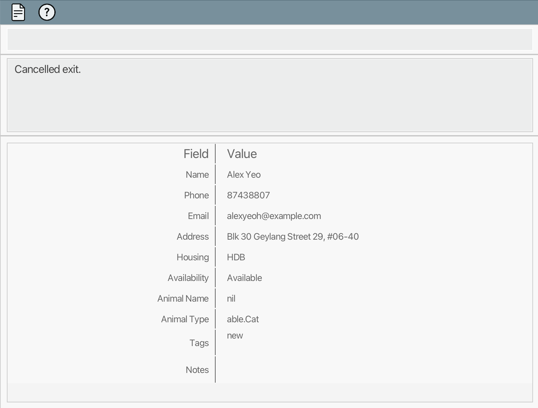 Exit command not saved cancel
