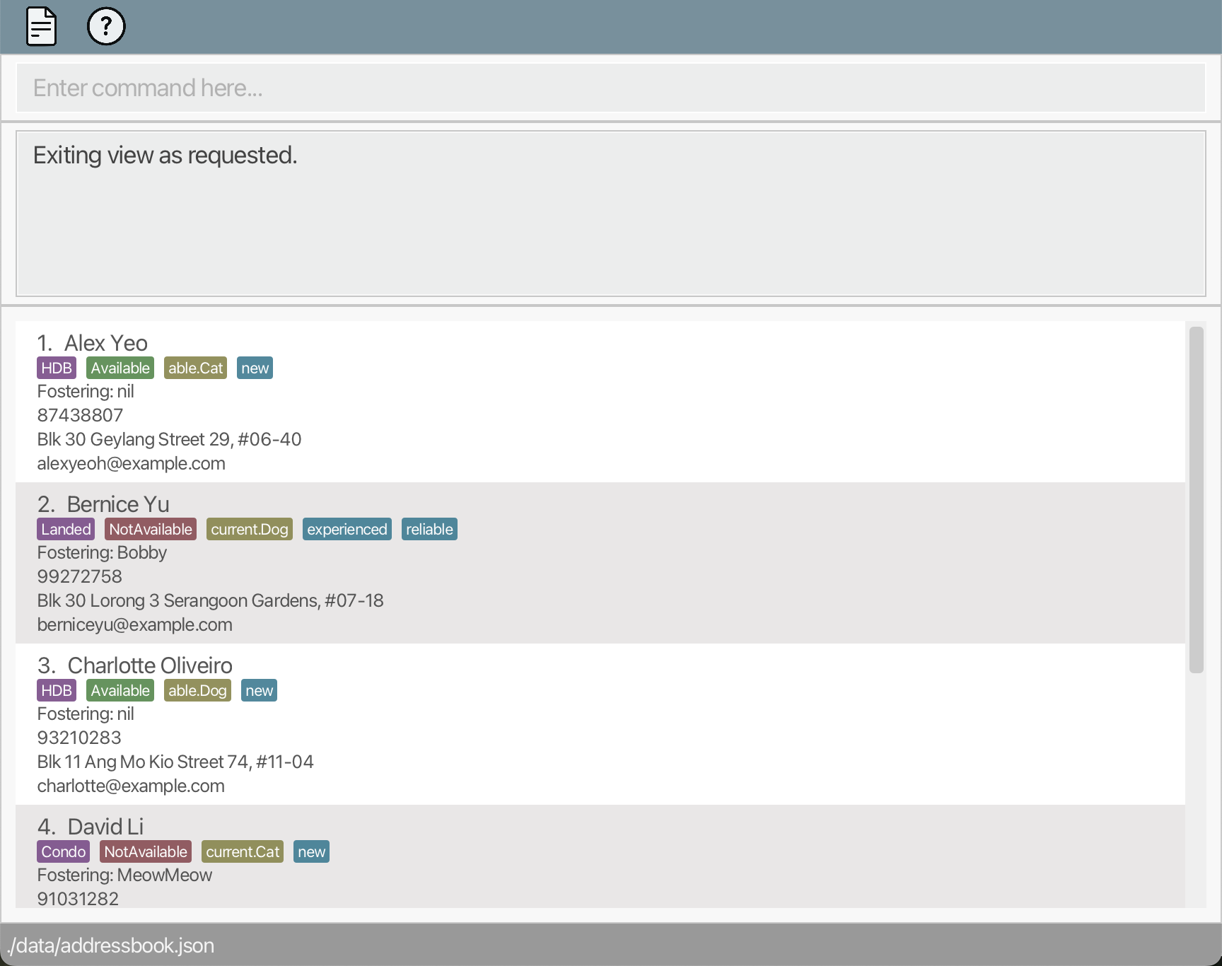 Exit command saved after