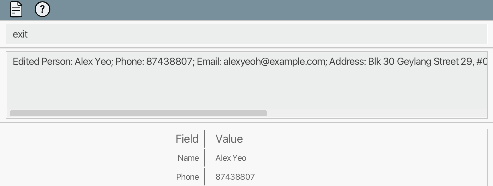 Exit command saved after